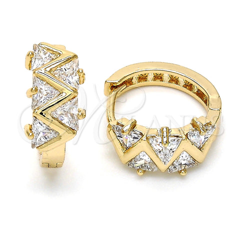 Argolla Huggie 02.210.0036.15 Oro Laminado, con Blanca Zirconia Cubica, Pulido, Tono Dorado