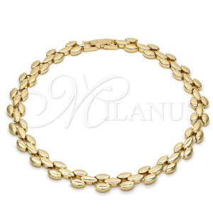 Tobillera Elegante 03.210.0026.10 Oro Laminado, Pulido, Tono Dorado (08 MM Thickness, 10 Inches Length)