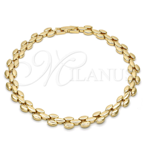 Tobillera Elegante 03.210.0026.10 Oro Laminado, Pulido, Tono Dorado (08 MM Thickness, 10 Inches Length)