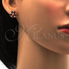 Arete Dormilona 02.210.0040.2 Oro Laminado, Diseño de Flor, con Granate and Blanca Zirconia Cubica, Pulido, Tono Dorado