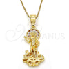 Dije Religioso 05.120.0059 Oro Laminado, Diseño de San Lazaro, con Zirconia Cubica Blanca, Pulido, Tono Dorado