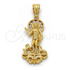 Dije Religioso 05.120.0059 Oro Laminado, Diseño de San Lazaro, con Zirconia Cubica Blanca, Pulido, Tono Dorado