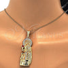 Dije Religioso 05.120.0060 Oro Laminado, Diseño de Santa Barbara, con Zirconia Cubica Granate y Blanca, Pulido, Tono Dorado