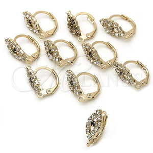 Gancho 12.63.0007 Oro Laminado, con Blanca and Negro Zirconia Cubica, Pulido, Tono Dorado