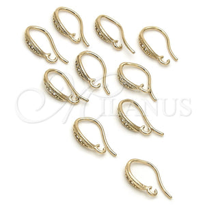 Gancho 12.63.0008 Oro Laminado, con Blanca Zirconia Cubica, Pulido, Tono Dorado