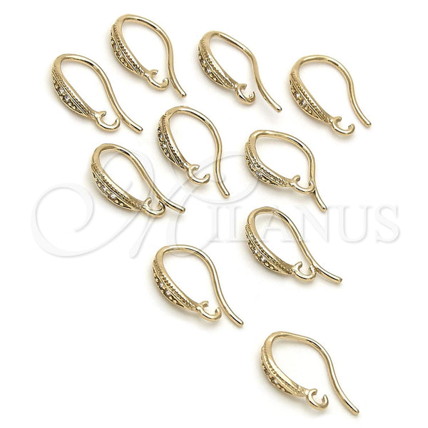 Gancho 12.63.0008 Oro Laminado, con Blanca Zirconia Cubica, Pulido, Tono Dorado