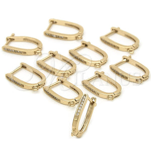 Gancho 12.63.0010 Oro Laminado, con Blanca Zirconia Cubica, Pulido, Tono Dorado