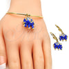 Collar, Pulsera y Dije 06.63.0182.5.GT Oro Laminado, Diseño de Elefante, con Cristal Blanca, Esmaltado Azul, Tono Dorado