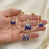 Collar, Pulsera y Dije 06.63.0182.5.GT Oro Laminado, Diseño de Elefante, con Cristal Blanca, Esmaltado Azul, Tono Dorado