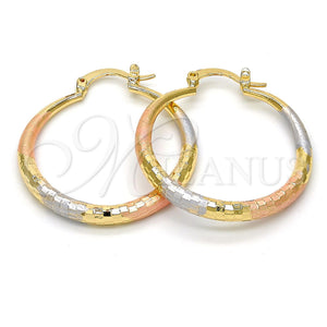 Argolla Mediana 02.170.0086.1.30 Oro Laminado, Diseño de Hueco, Diamantado, Tres Tonos