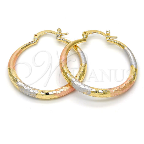 Argolla Mediana 02.170.0086.1.30 Oro Laminado, Diseño de Hueco, Diamantado, Tres Tonos