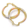 Argolla Mediana 02.170.0064.1.30 Oro Laminado, Diseño de Hueco, Diamantado, Tres Tonos