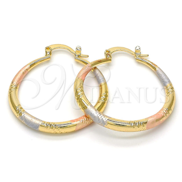 Argolla Mediana 02.170.0064.1.30 Oro Laminado, Diseño de Hueco, Diamantado, Tres Tonos