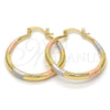 Argolla Mediana 02.170.0064.1.30 Oro Laminado, Diseño de Hueco, Diamantado, Tres Tonos