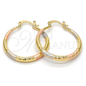 Argolla Mediana 02.170.0084.1.30 Oro Laminado, Diseño de Hueco, Diamantado, Tres Tonos