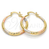 Argolla Mediana 02.170.0084.1.30 Oro Laminado, Diseño de Hueco, Diamantado, Tres Tonos