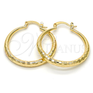 Argolla Mediana 02.170.0086.30 Oro Laminado, Diseño de Hueco, Diamantado, Tono Dorado