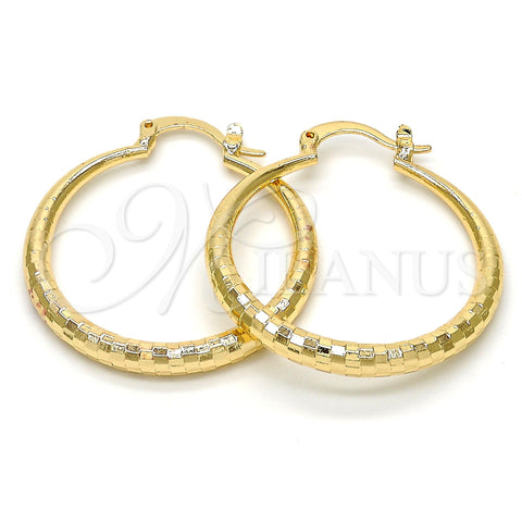 Argolla Mediana 02.170.0086.30 Oro Laminado, Diseño de Hueco, Diamantado, Tono Dorado