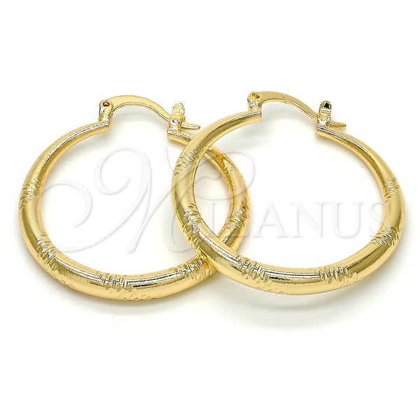 Argolla Mediana 02.170.0064.30 Oro Laminado, Diseño de Hueco, Diamantado, Tono Dorado