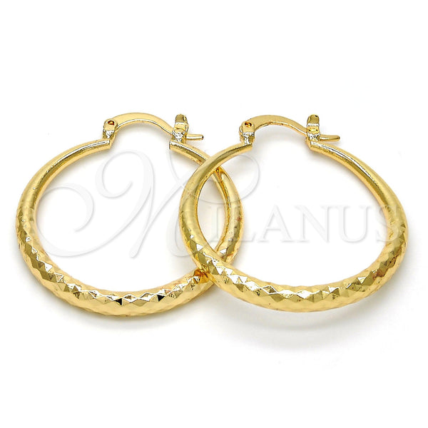 Argolla Mediana 02.170.0084.30 Oro Laminado, Diseño de Hueco, Diamantado, Tono Dorado
