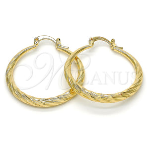Argolla Mediana 02.170.0085.30 Oro Laminado, Diseño de Hueco, Diamantado, Tono Dorado