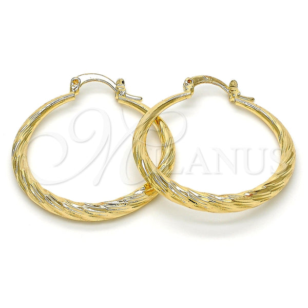 Argolla Mediana 02.170.0085.30 Oro Laminado, Diseño de Hueco, Diamantado, Tono Dorado