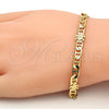 Pulsera Elegante 03.213.0030.08.GT Oro Laminado, Diseño de Tortuga y Mariner, Pulido, Tono Dorado (06 MM Thickness, 8 Inches Length)