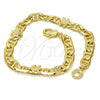 Pulsera Elegante 03.213.0030.08.GT Oro Laminado, Diseño de Tortuga y Mariner, Pulido, Tono Dorado (06 MM Thickness, 8 Inches Length)