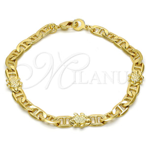 Pulsera Elegante 03.213.0030.08.GT Oro Laminado, Diseño de Tortuga y Mariner, Pulido, Tono Dorado (06 MM Thickness, 8 Inches Length)