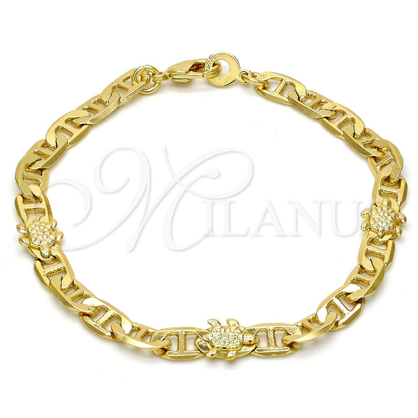 Pulsera Elegante 03.213.0030.08.GT Oro Laminado, Diseño de Tortuga y Mariner, Pulido, Tono Dorado (06 MM Thickness, 8 Inches Length)
