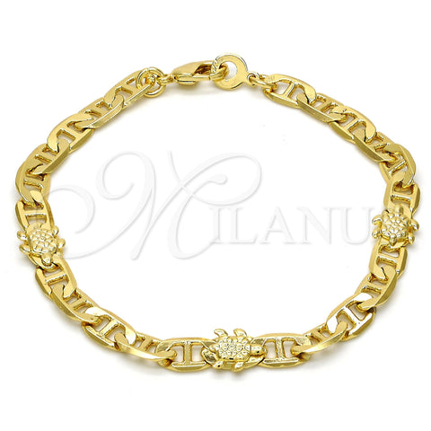 Pulsera Elegante 03.213.0030.08.GT Oro Laminado, Diseño de Tortuga y Mariner, Pulido, Tono Dorado (06 MM Thickness, 8 Inches Length)