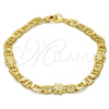 Pulsera Elegante 03.213.0030.08.GT Oro Laminado, Diseño de Tortuga y Mariner, Pulido, Tono Dorado (06 MM Thickness, 8 Inches Length)