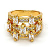 Anillo Multi Piedra 01.260.0001.07.GT Oro Laminado, Diseño de Baguette, con Blanca Zirconia Cubica, Pulido, Tono Dorado (Size 7)