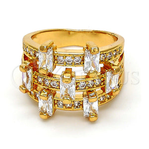 Anillo Multi Piedra 01.260.0001.09.GT Oro Laminado, con Blanca Zirconia Cubica, Pulido, Tono Dorado (Size 9)