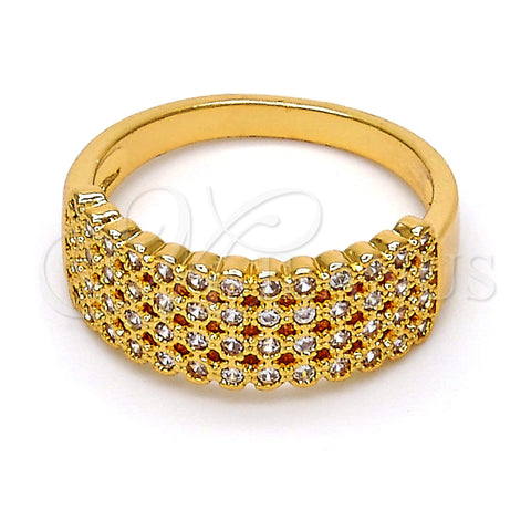 Anillo Multi Piedra 01.260.0002.09.GT Oro Laminado, con Blanca Zirconia Cubica, Pulido, Tono Dorado (Size 9)