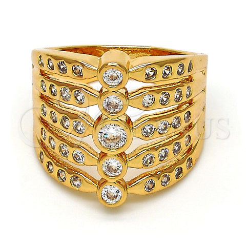 Anillo Multi Piedra 01.260.0003.09.GT Oro Laminado, con Blanca Zirconia Cubica, Pulido, Tono Dorado (Size 9)