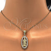 Dije Religioso 05.120.0061 Oro Laminado, Diseño de Guadalupe, con Blanca Zirconia Cubica, Pulido, Tono Dorado