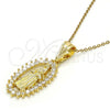 Dije Religioso 05.120.0061 Oro Laminado, Diseño de Guadalupe, con Blanca Zirconia Cubica, Pulido, Tono Dorado