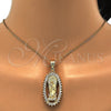 Dije Religioso 05.120.0062 Oro Laminado, Diseño de Guadalupe, con Blanca Zirconia Cubica, Pulido, Tono Dorado