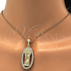 Dije Religioso 05.120.0062 Oro Laminado, Diseño de Guadalupe, con Blanca Zirconia Cubica, Pulido, Tono Dorado