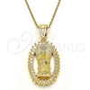 Dije Religioso 05.120.0062 Oro Laminado, Diseño de Guadalupe, con Blanca Zirconia Cubica, Pulido, Tono Dorado