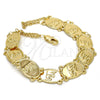 Pulsera Elegante 03.253.0014.09 Oro Laminado, Diseño de Elefante, Pulido, Tono Dorado (11 MM Thickness, 9 Inches Length)