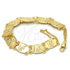 Pulsera Elegante 03.253.0014.09 Oro Laminado, Diseño de Elefante, Pulido, Tono Dorado (11 MM Thickness, 9 Inches Length)