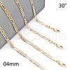 Gargantilla Basica 5.222.031.30 Oro Laminado, Diseño de Figaro, Diamantado, Tono Dorado (0.80 Gauge, 04 MM Thickness, 30 Inches Length)