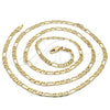 Gargantilla Basica 5.222.031.28 Oro Laminado, Diseño de Figaro, Diamantado, Tono Dorado (0.80 Gauge, 04 MM Thickness, 28 Inches Length)