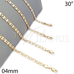 Gargantilla Basica 5.222.032.30 Oro Laminado, Diseño de Pave Mariner, Diamantado, Tono Dorado (0.80 Gauge, 04 MM Thickness, 30 Inches Length)