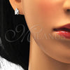 Juego de Arete y Dije de Adulto 10.174.0191 Plata Rodinada, Diseño de Mariposa, con Micro Pave Blanca, Pulido, Rodinado