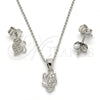 Juego de Arete y Dije de Adulto 10.174.0191 Plata Rodinada, Diseño de Mariposa, con Micro Pave Blanca, Pulido, Rodinado