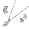Juego de Arete y Dije de Adulto 10.174.0191 Plata Rodinada, Diseño de Mariposa, con Micro Pave Blanca, Pulido, Rodinado