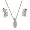 Juego de Arete y Dije de Adulto 10.174.0191 Plata Rodinada, Diseño de Mariposa, con Micro Pave Blanca, Pulido, Rodinado